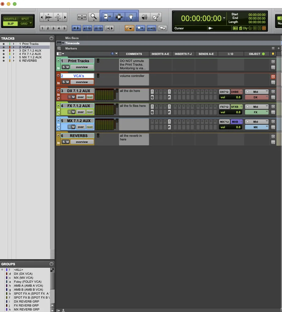 Podcast Binaural Mix Template – Session Overview