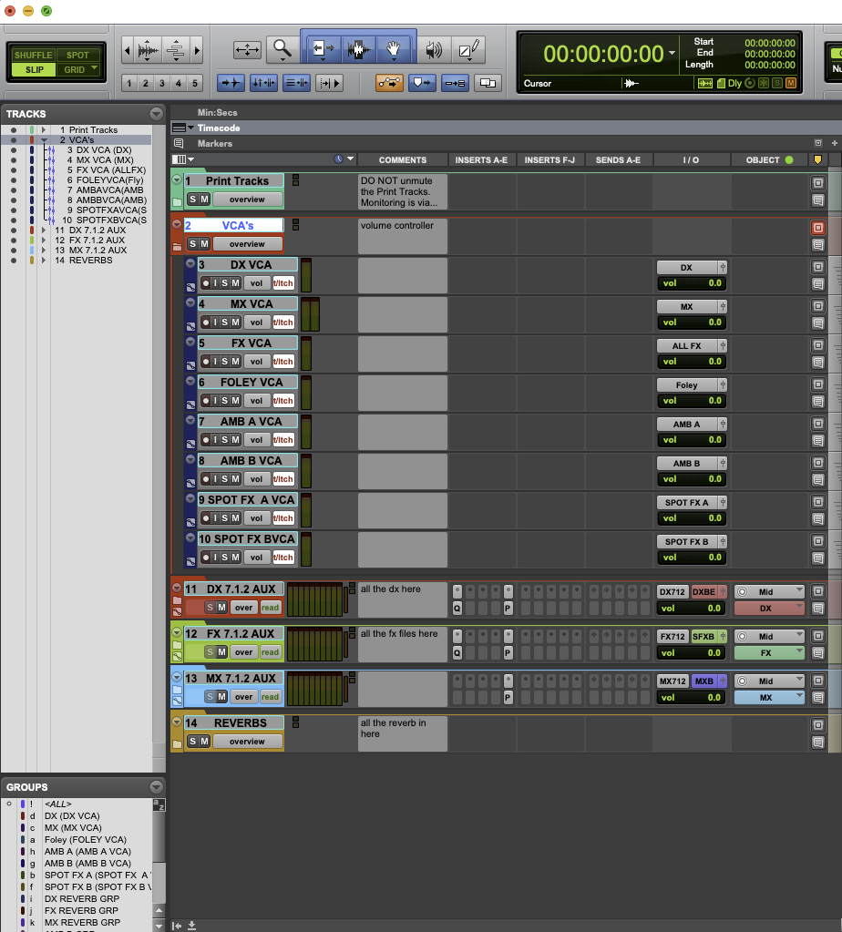 Podcast Binaural Mix Template – VCA Structure