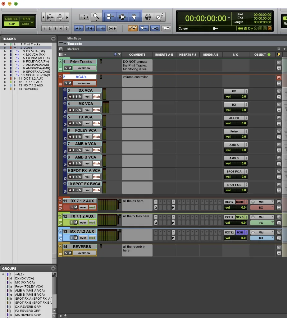 Podcast Binaural Mix Template – VCA Structure